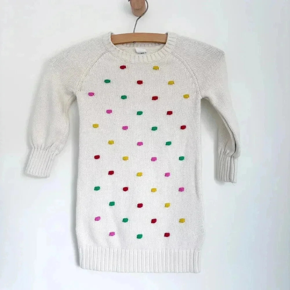 Gap Cream Colorful Popcorn Sweater Dress